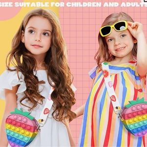 Popit Purse Rainbow Popper Purse Silicone Fidget Toy + 5 fidget toys